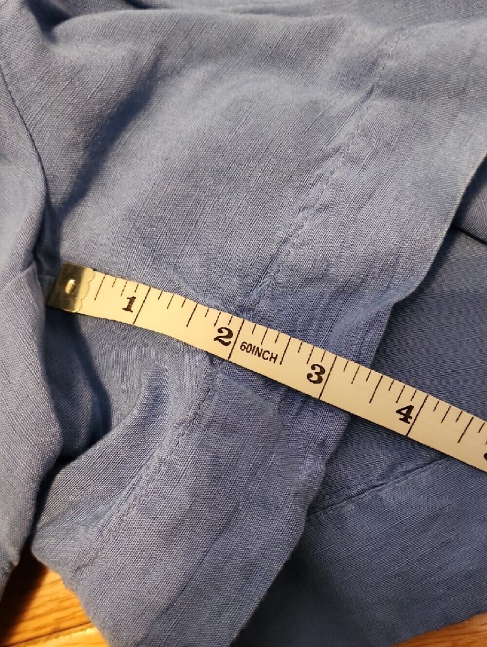 H&M Blue High-Waist Elastic Linen-Blend Women's Shorts - Picture 5 of 6
